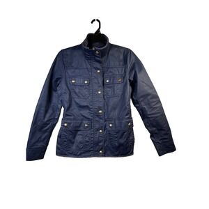 J Crew Downtown Field Jacket Field Utility NAVY Sz XS Cargo Military Boho Waxed